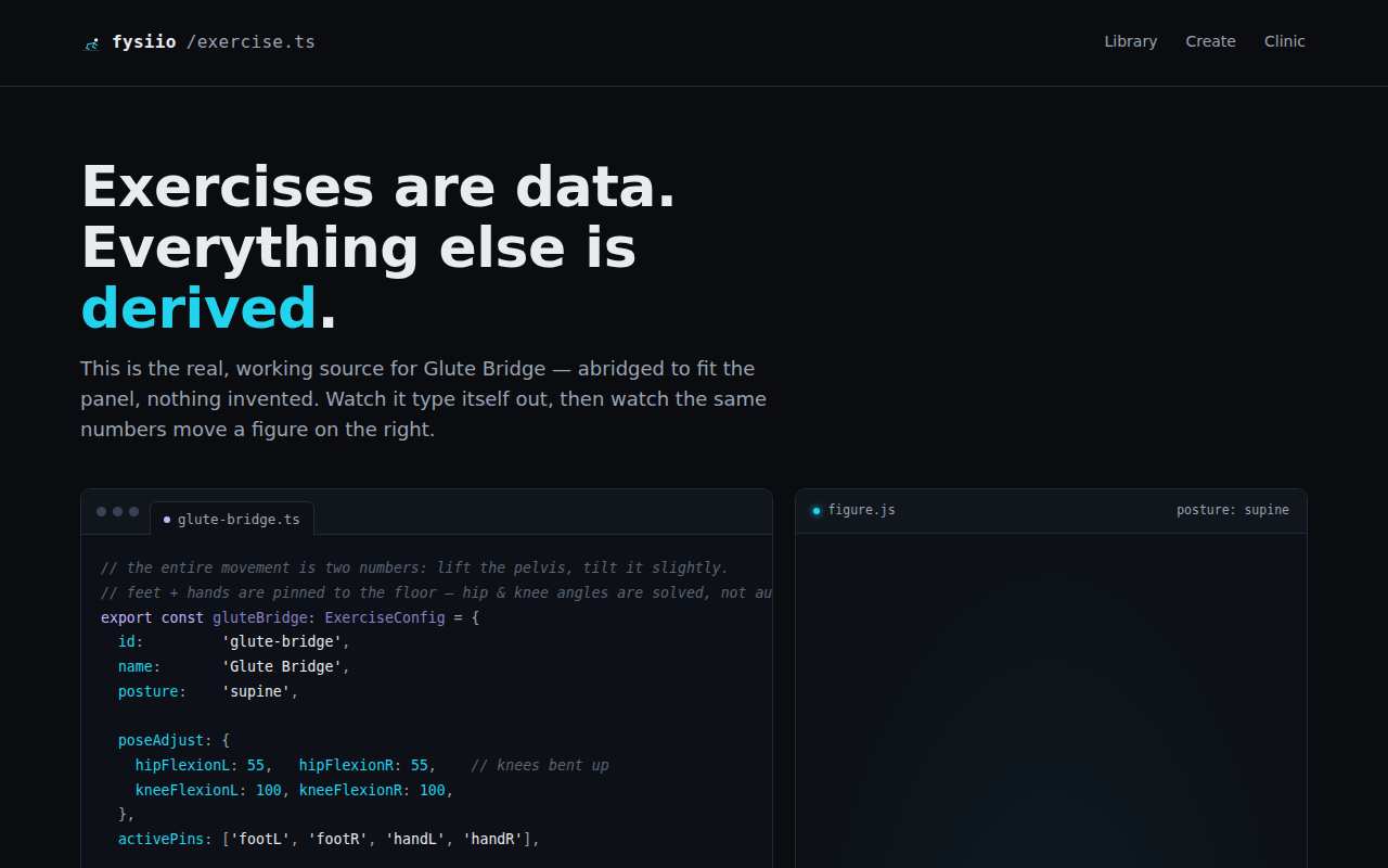 Desktop screenshot of the exercise.ts landing page