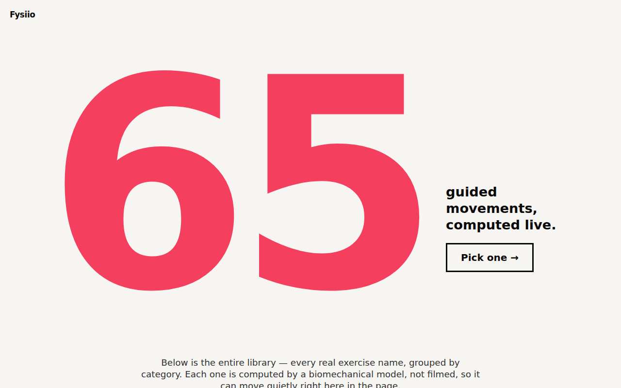 Desktop screenshot of the Sixty-Five landing page