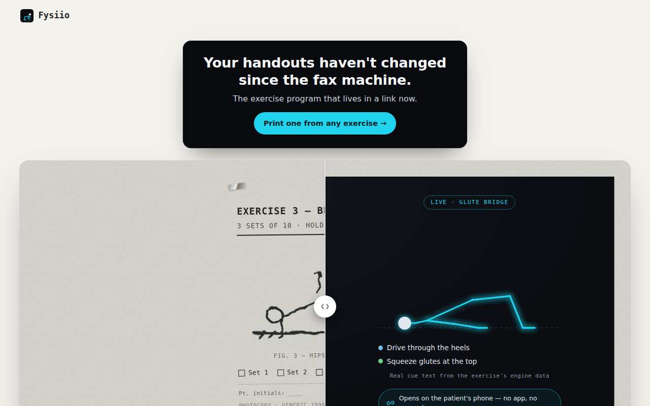 Desktop screenshot of the The Handout That Moves landing page