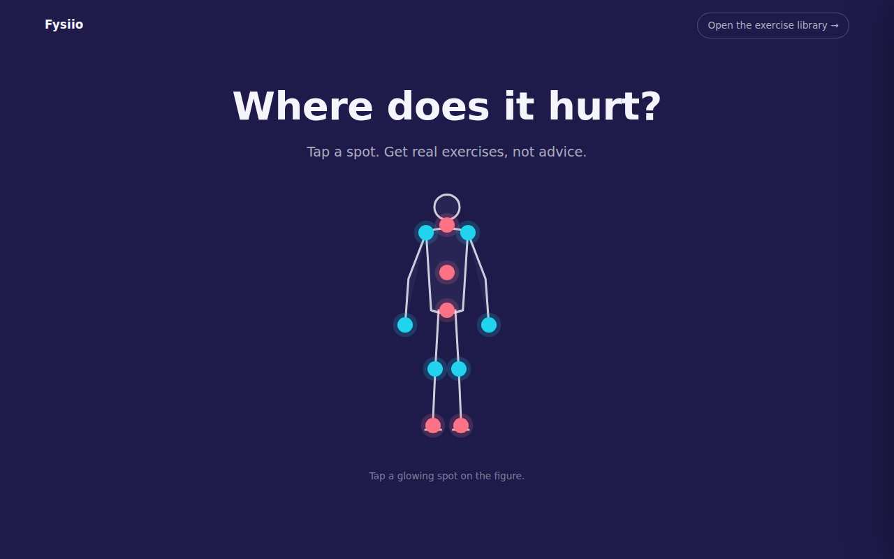 Desktop screenshot of the Where Does It Hurt? landing page